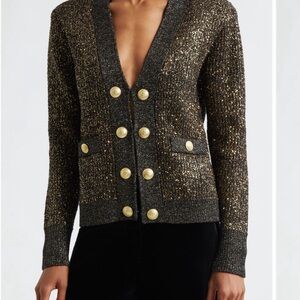 L'AGENCE Olive, Black and Gold Cardigan